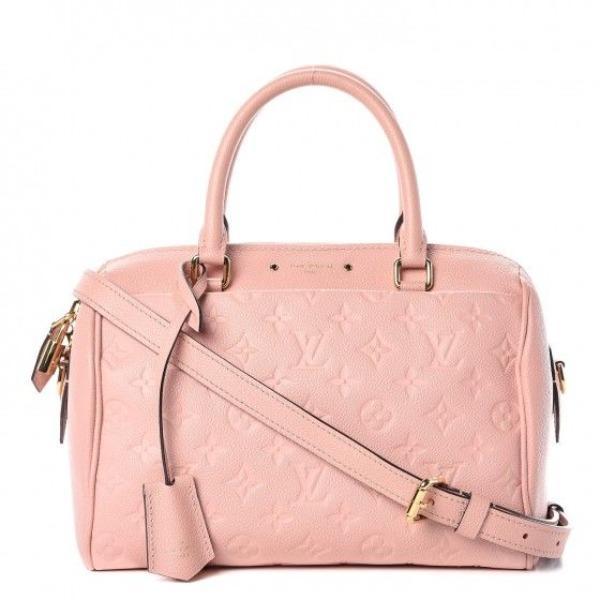 LV Speedy Bandouliere 30 Monogram Empreinte Leather Rose Poudre