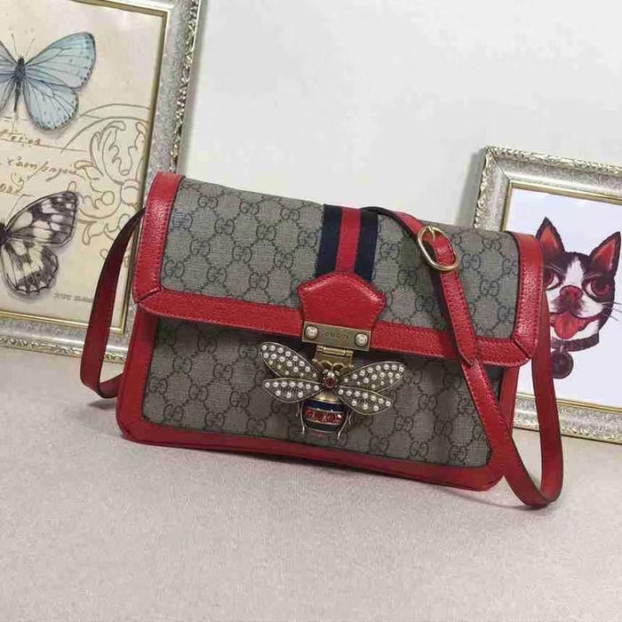 Gucci Queen Margaret GG Supreme Medium Shoulder Bag Red