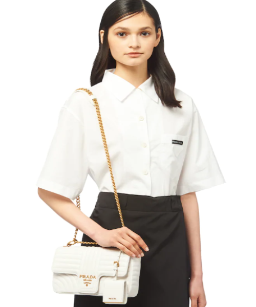 Prada Diagramme Medium Leather Bag White Stuffelectric