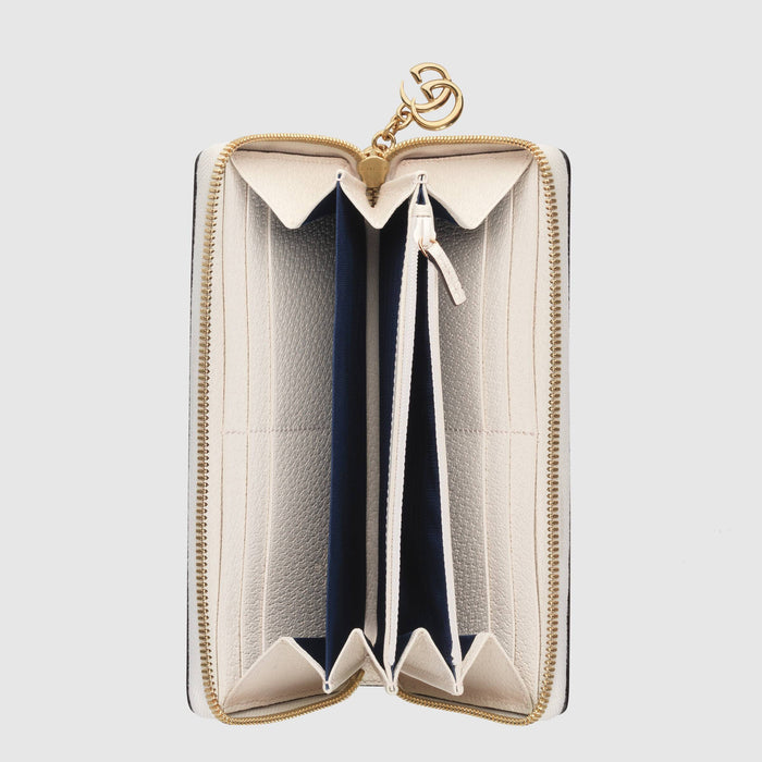 Gucci Ophidia Zip Around Wallet White Leather