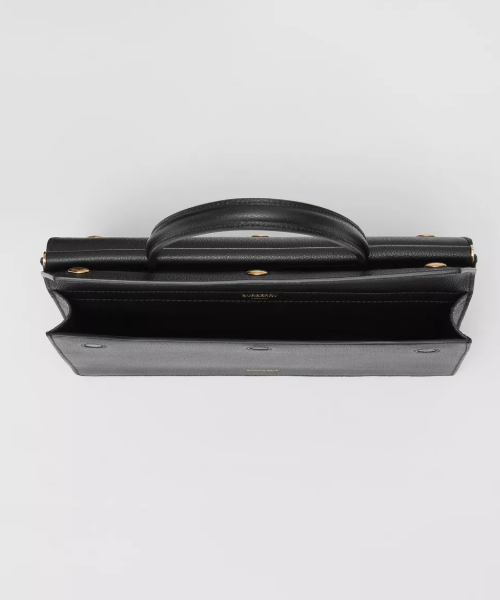 Burberry Small Leather Title Bag With Pocket Detail Black