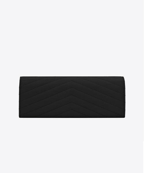 Saint Laurent Monogram Large Flap Wallet Black De Poudre