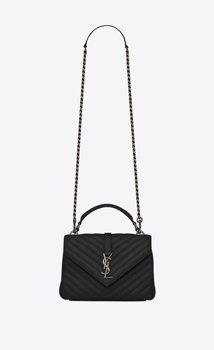 Saint Laurent Classic Medium College Monogram Black Silver-Toned