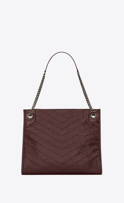 Saint Laurent Niki Medium Bag In Crinkled Vintage Leather Prunia