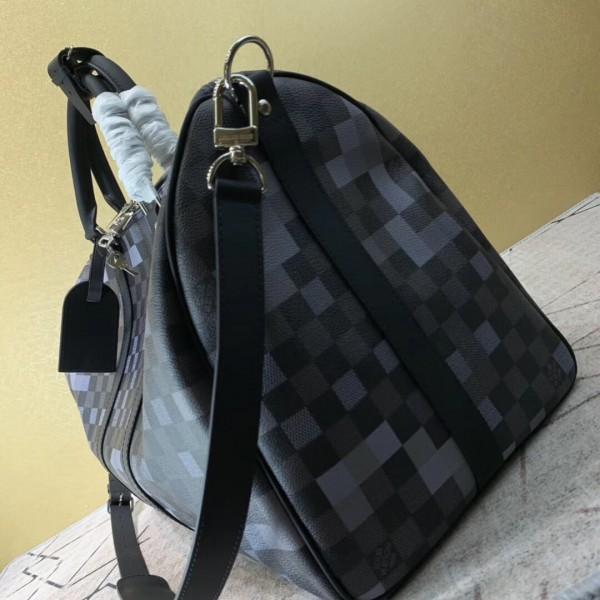 LV Keepall Bandoulière 50 Gray Pixel