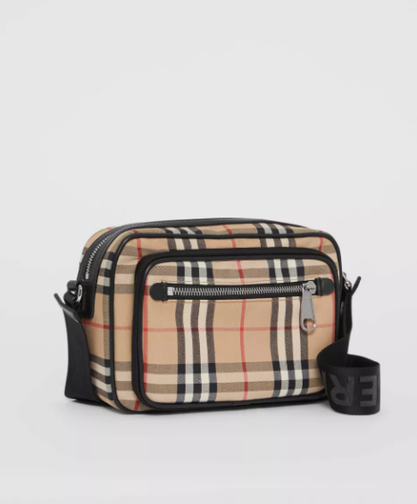 Burberry Vintage Check And Leather Crossbody Bag Archive Beige