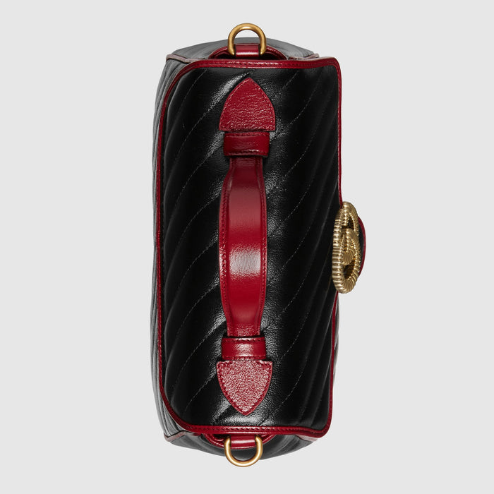 Gucci GG Marmont Small Top Handle Bag Black Cherise Matelassé