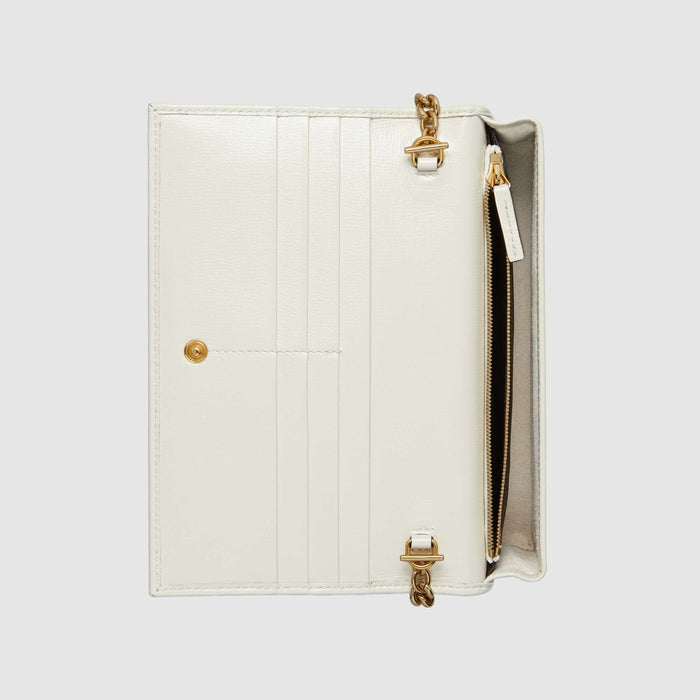 Gucci 1955 Horsebit Wallet With Chain GG Supreme White