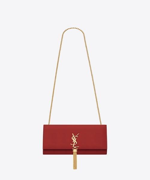 Saint Laurent Medium Kate Tassel Chain Bag Red Crocodile