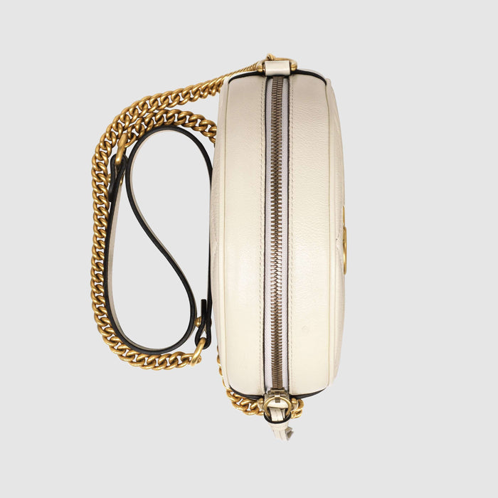 Gucci GG Marmont Mini Round Shoulder Bag White