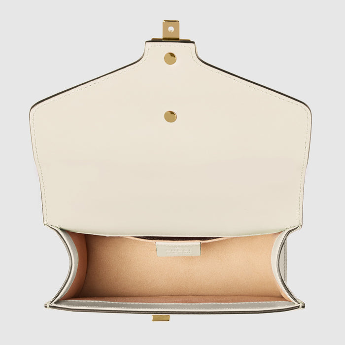 Gucci Sylvie Leather Mini Chain Bag White