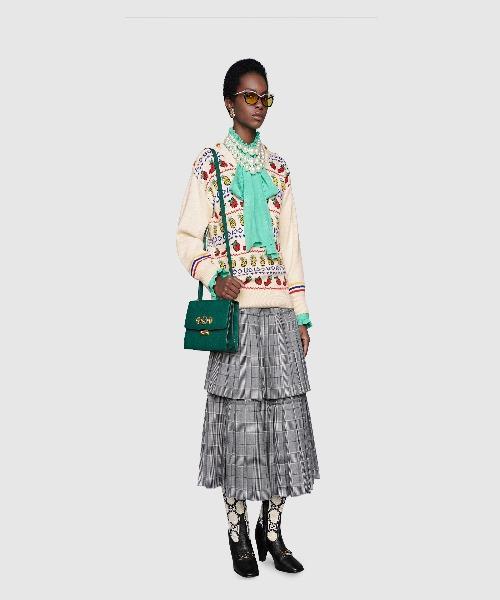 Gucci Zumi Grainy Leather Small Shoulder Bag Green