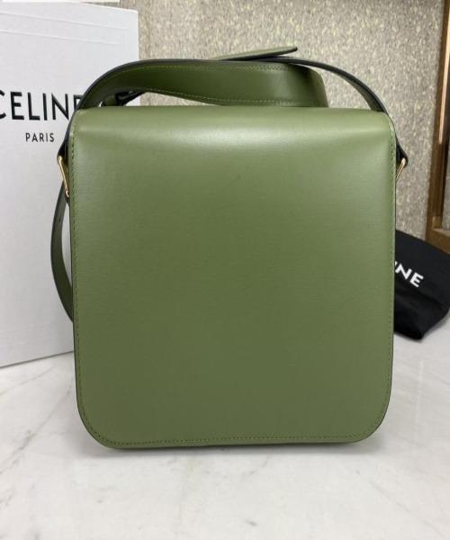 Celine Medium Triomphe Bag In Shiny Calfskin Light Khaki