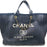 Chanel Deauville Fabric Tote Navy Blue/Gold