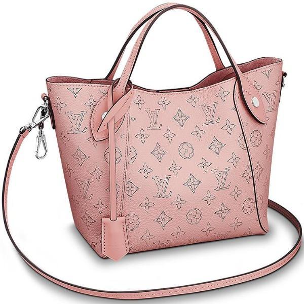New dreamy pink has been listed! Louis Vuitton Hina PM mahina leather  handbag (11732) “…an on-point bucket model; opened wide, it becomes…