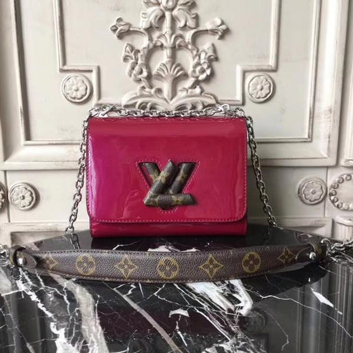 LV Twist PM Monogram Vernis Leather Magenta
