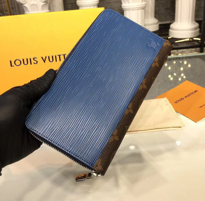 LV Zippy Organizer Epi Leather Blue and Gray