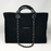 Chanel Deauville Fabric Tote Black With Grey, Black And White Stripes