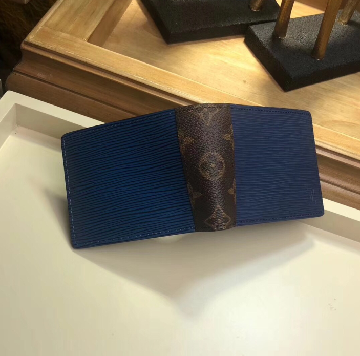 LV Patchwork Multiple Wallet Epi Leather Blue