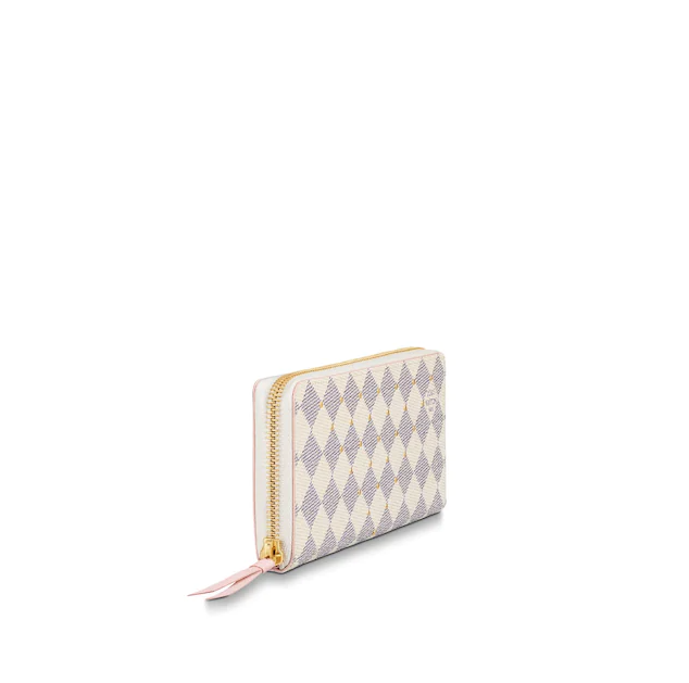 LV Clemence Wallet Damier Azur Canvas Rose Ballerine