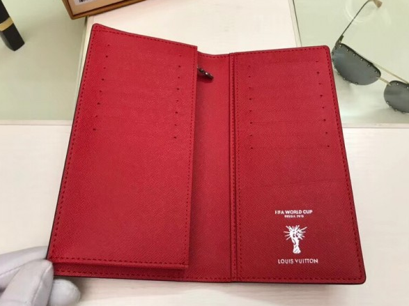 LV Brazza Wallet Epi Leather Hexagon Red