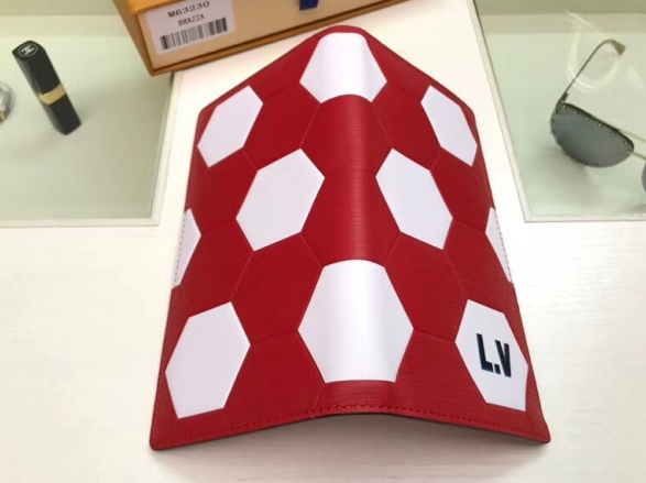 LV Brazza Wallet Epi Leather Hexagon Red