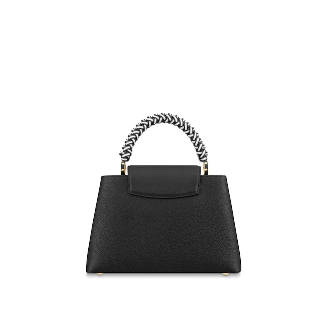 LV Capucine PM Handbag Taurillon Leather Noir/Blanc