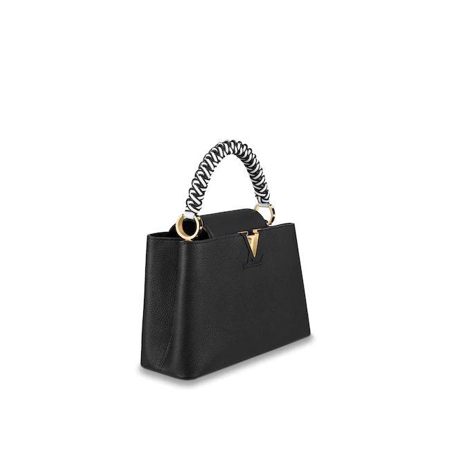LV Capucine PM Handbag Taurillon Leather Noir/Blanc