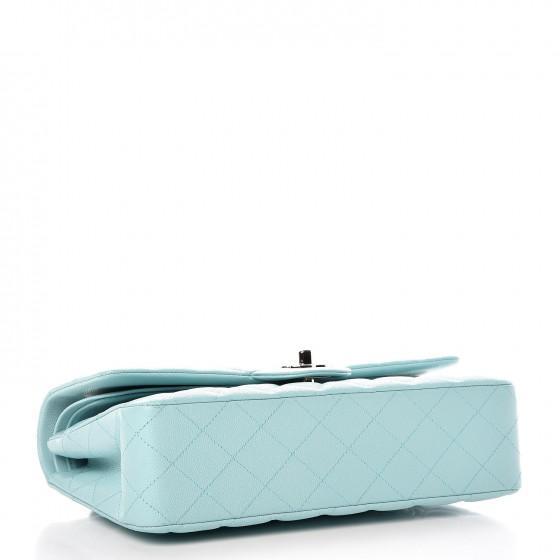 Chanel Medium Classic Handbag Pale Blue Gold-Tone Metal