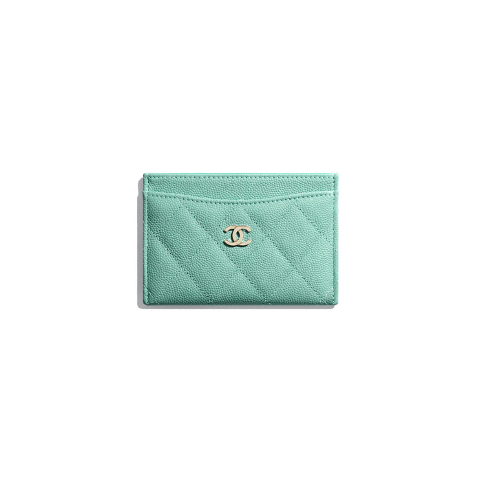 Chanel Classic Card Holder Iridescent Turquoise