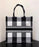 Dior Book Tote In Off-White & Black Embroidered Canvas