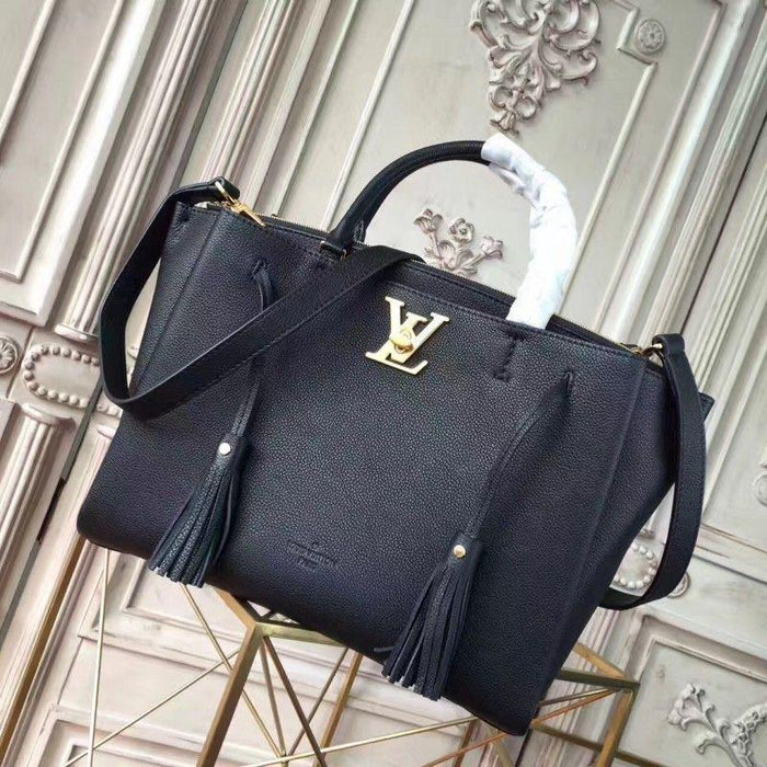 LV Lockmeto Handbag Luxury Leather Noir