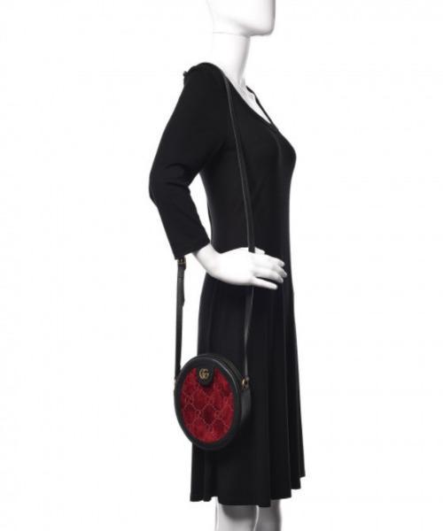 Gucci GG Velvet Round Shoulder Bag Red