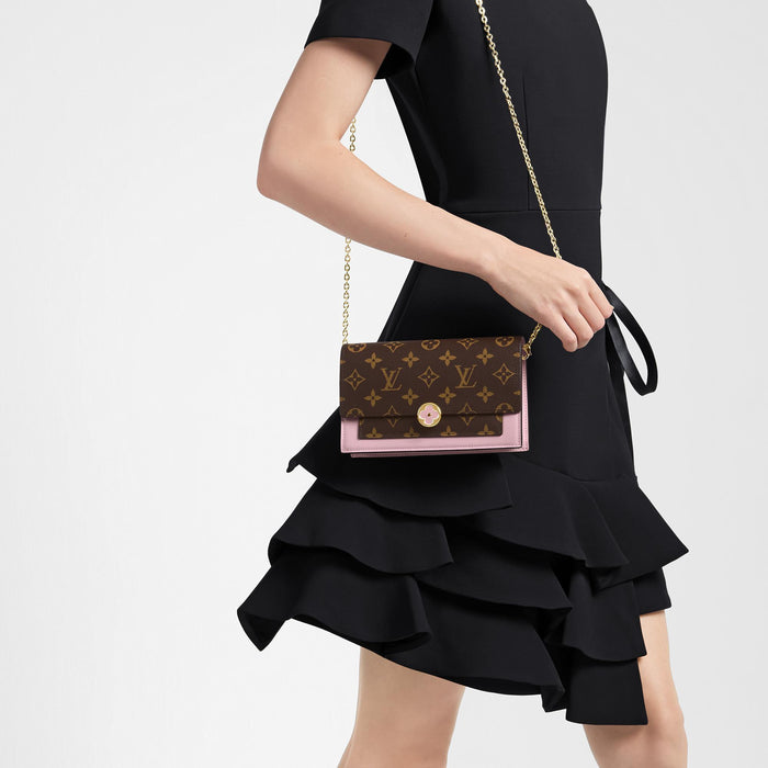 LV Flore Chain Wallet Rose Ballerine