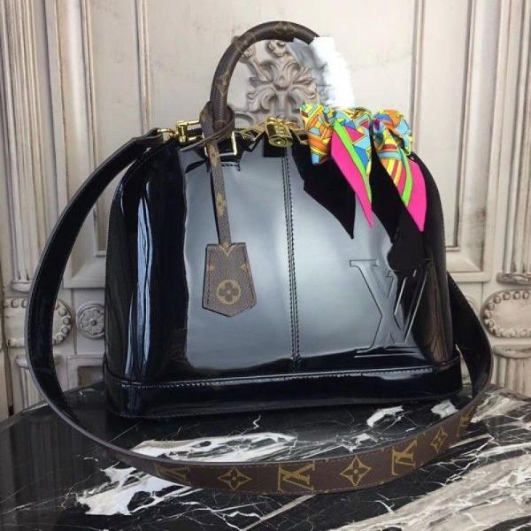 LV Alma PM Bag Patent Leather Black
